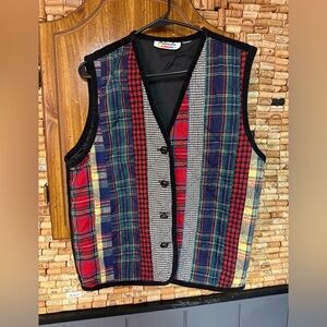 Vintage 90’s Arlando corded plaid quilted vest no size